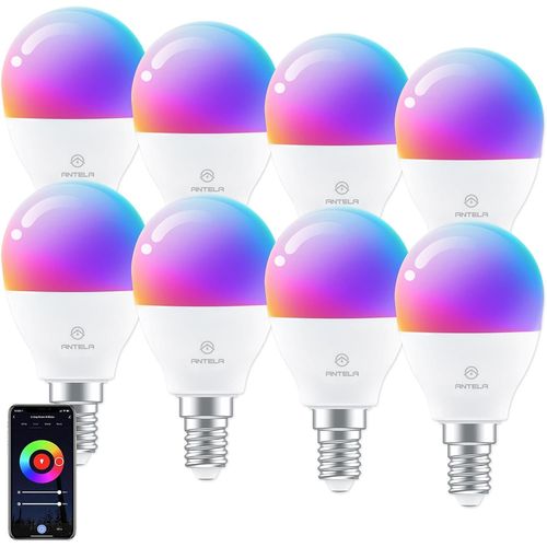 Ampoule Connecte Wifi G45 E14 4.5w Ampoule Led Intelligente Rgb+Cct 2700k-6500k Compatible Avec Alexa, Google Home, Tlcommande, Commande Vocale, 8 Pcs[Amp746998]