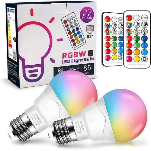 Ampoule Couleur Led, 6w Rgbw Dimmable Led Bulbs 40w quivalent Ampoule Led Couleur Changement De Couleur Dimmable E27 Rgbw Tlcommande Compris(Lot De 2)[X2550]