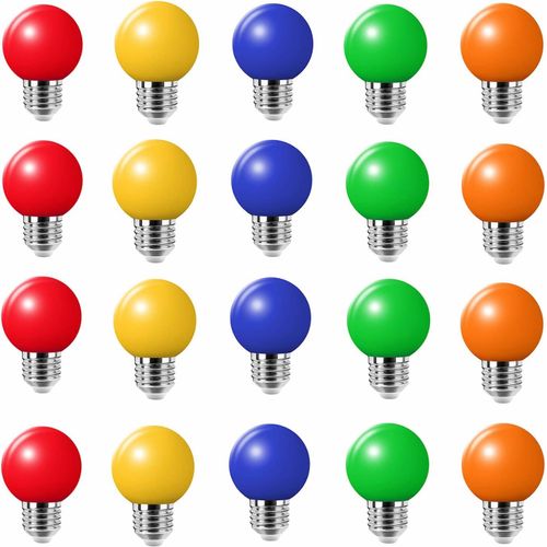 Ampoule Couleur Led E27 G45,Ampoule E27 2w,Mini Ampoules Colores Lampe Led,Orange Rouge Jaune Bleu Vert,Pour Les Lumires De Nol De La Terrasse Extrieure,Ampoules quivalent 20w[Amp742998]