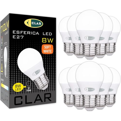 Ampoule E27 Led 8w, Ampoules Led E27 A Vis, quivalent  60w-70w, Petite Ampoule Led E27, Lot Ampoule Led E27 8w, Blanc Chaud 3000k (Pack 10)[Den5283472]