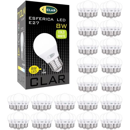 Ampoule E27 Led 8w, Ampoules Led E27 A Vis, quivalent  60w-70w, Petite Ampoule Led E27, Lot Ampoule Led E27 8w, Blanc Froid 6000k (Pack 100)[Den5283477]