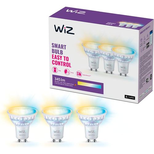 Ampoule En Verre Led Intelligente Gu10 - Remplacement Gu10 50w, Nuances De Blanc, Wi-Fi/Bluetooth, Commande Vocale/Application, Fonctionne Avec Google Home, Alexa Et Homekit, Pack [Amp743579]