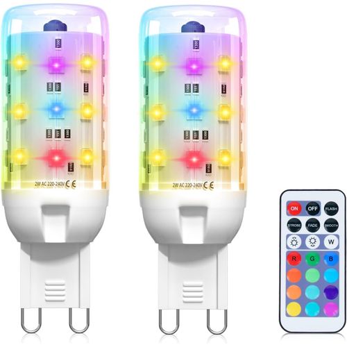 Ampoule G9 Led Multicolore Dimmable, Ampoule G9 Connecte 2w, Tlcommande Ir, 12 Couleurs, Lumire Blanc Chaud 3000k, Ampoule Led G9 Pour Salon, Chambre, 2 Pices[Amp743026]