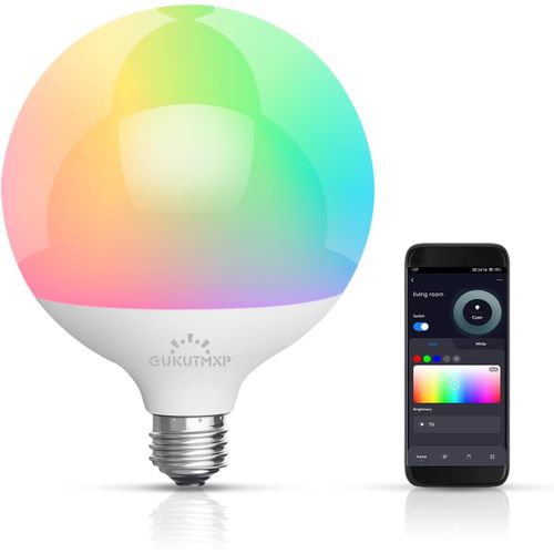 Ampoule Intelligente E27, Lampe Wlan 15w 1500lm 16 Millions De Couleurs, Ampoule  Intensit Variable Commande Vocale Fonctionnant Avec Alexa, Google Assistant, G120 Ampoule Blanc [Amp742214]