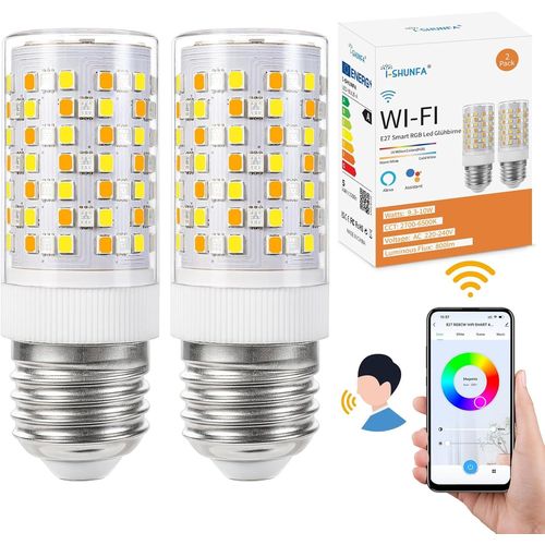 Ampoule Intelligente E27 Rgbcw Led,Changement De Couleur Avec Synchronisation Musicale Des Ampoules,10w,800lm,Wifi Led Smart Ampoule Fonctionnant Avec Alexa Google Home,2 Pack[Amp744422]