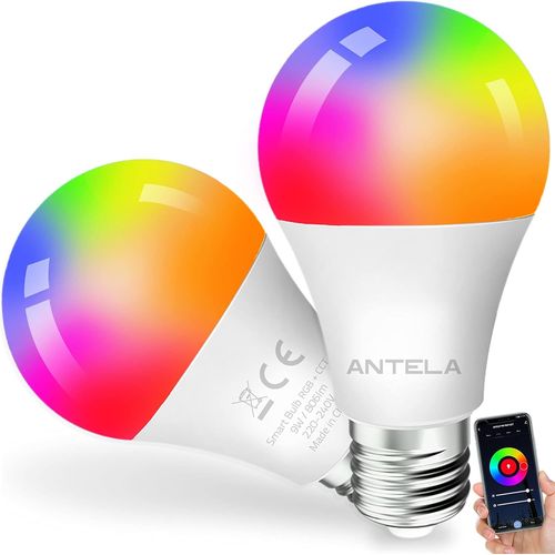 Ampoule Intelligente Wifi E27 9w Led Multicouleurs Rgb + Cct 2700k-6500k Compatible Avec Alexa/Google Home, Ampoule Connecte Wifi Pas Besoin De Hub, 2 Pcs[Amp744858]