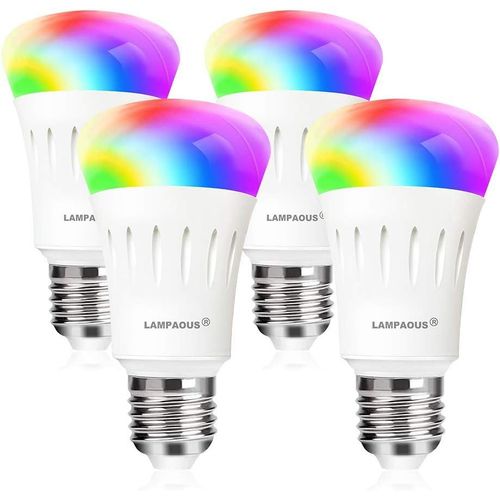 Ampoule Intelligente Wifi Led E27 Ampoule  Intensit VariableMode Lumire Blanche Et Multicolore Fonctionne Avec Le Tlphone, Google Home, Alexa. Ampoule Ambiance (4 Pcs)[Amp749371]