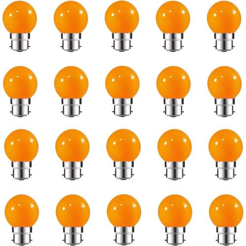 Ampoule Led Couleur B22-Paquet De 20 2w quivalente 20w B22 Baonnette Ampoules Guirlande Couleur Led Ampoules De Nol Bc Cap, Pour Maison Bar Fte Dcoration D'ambiance, Orange[Amp742274]
