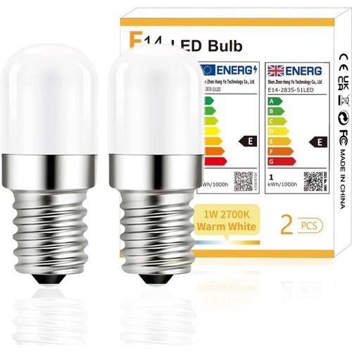 Ampoule Led E14 Pour Rfrigrateur,Blanc Chaud 2700k,1w quivalent  15w,120 Lumens, Pour Frigo,Non Variable, Lampe De Sel, Machine A Coudre,2 Pices[Amp740672]