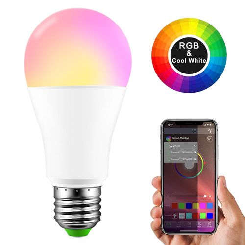 Ampoule Led E27 15w Rgb Rgbw Sans Fil, Bluetooth, Haut Parleur, Lecture De Musique, Variable, Commande Vocale De Musique