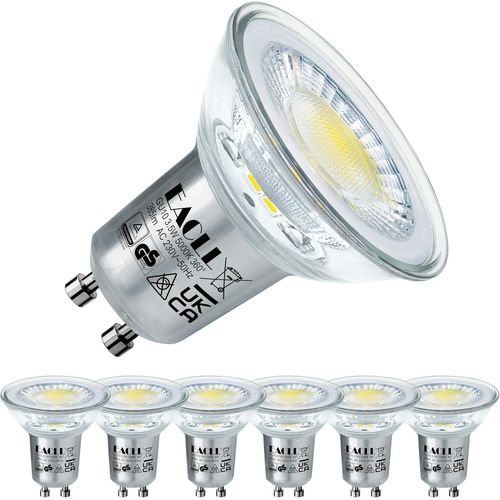Ampoule Led Gu10 Blanc Lumire Du Jour 5000k,3.5w Remplace Halogne 50w,Lot De 6,385lm Non Dimmable,Projecteur Sans Scintillement,Large Faisceau 360 Spot,Ac 230v Lampe  Rflecteur