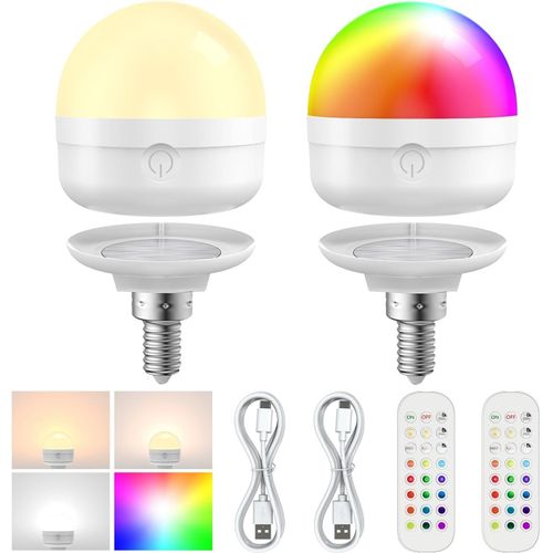 Ampoule Rechargeable Avec Tlcommande, E14  Intensit Variable, Couleur Rvb Intelligente, Alimente Par Piles, 6 W, Ampoule Led De Charge Amovible Pour Lampes Non Cbles, Appliq[Amp743055]