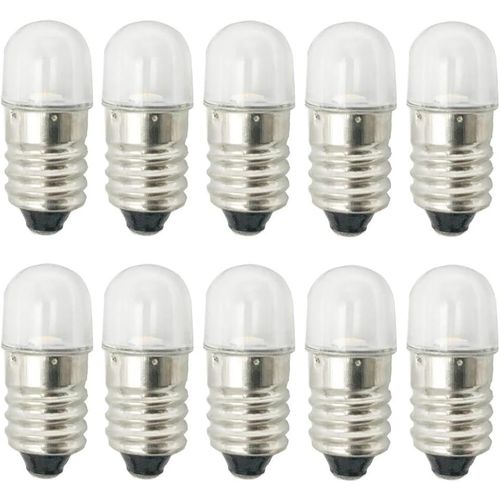 Ampoules E10 Led, 10pcs 220 Volt Blanc Froid Ampoules De Remplacement E10 Miniatures  Vis 1watts 65lm (Blanc Froid)