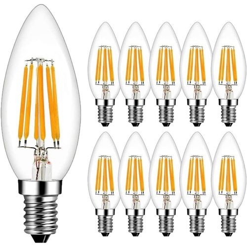 Ampoules Led Filament Flamme E14 6w Equivalent 60w Blanc Chaud 2700k 600lm Ampoule Led E14 Flamme Forme Bougie Ampoule Filament Led Flamme Bougie Non-Dimmable Lot De 10[Amp747858]
