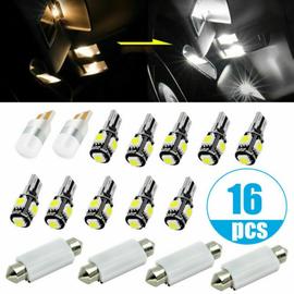Ampoules LED pour intérieur de voiture, 16 pièces/ensemble, lampes d' intérieur, dôme, coffre, carte, plaque d'immatriculation, accessoires  blancs