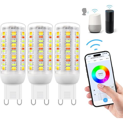Ampoules Led Wi-Fi Rgbcw Smart G9, Compatibles Alexa/Google Home,Ac 220v Multicolores  Intensit Variable,2700k-6500k,Luminosit Rglable De 1%  100%,4w,400lm, Synchronisation Mu[Amp742243]