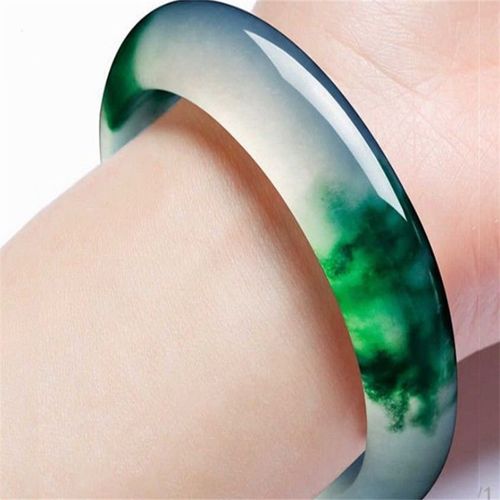 Amulette En Jade Vert Clair Sculpt  La Main Pour Hommes Et Femmes, Bracelet  La Mode, Cadeaux Porte-Bonheur, Offre Spciale, Bangle54-64mm