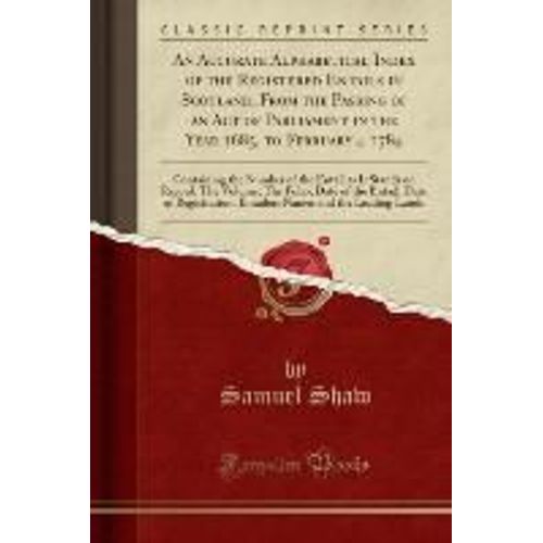 Shaw, S: Accurate Alphabetical Index Of The Registered Entai   de Samuel Shaw  Format Broch 