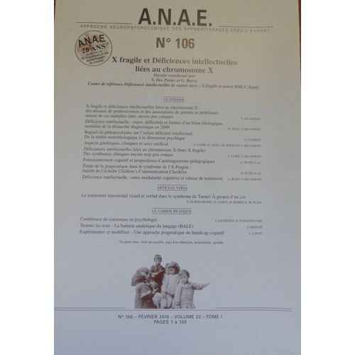 Anae N 106 X Fragile Et Dficiences Intellectuelles Lies Au Chromosome X