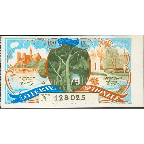 Ancien Billet , Ticket De Loterie  100 Francs 1940  12 Eme Tranche