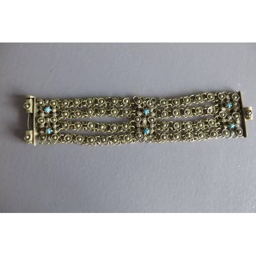 Ancien Bracelet Argent Filigrane Ethnique 4 Rangs
