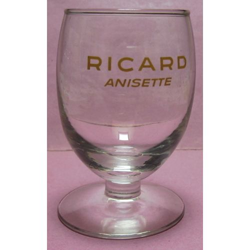 Ancien Verre Ricard Anisette - Srigraphie Jaune
