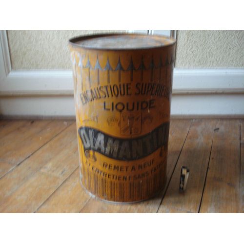 Ancienne Tres Grande Boite Tole Factice,De Presentation Encaustique Cire Diamantine Ca 1910