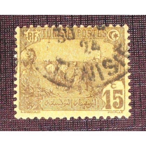 Anciennes Colonies Franaises - Tunisie N 101 Oblitr De 1923-26 - 15c Brun Sur Jaune  Laboureurs 