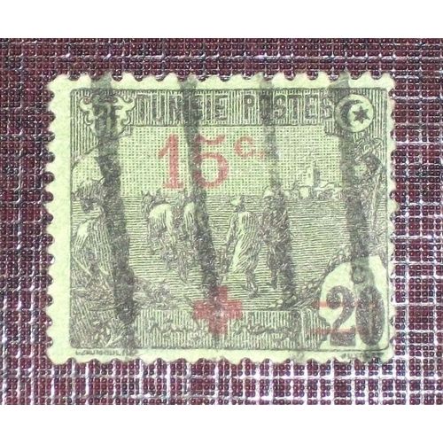 Anciennes Colonies Franaises - Tunisie N 59 Oblitr De 1918 - 15c Sur 20c Noir Sur Vert  Laboureurs 