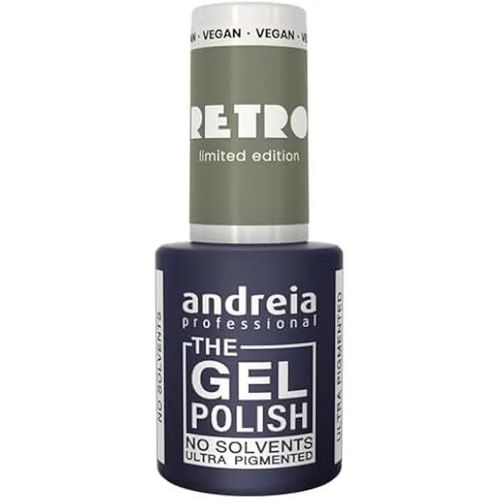 Andreia Professional  The Gel Polish  Gel Sans Solvant  Collection Limite Retro  Couleur Rt5 Vert Gristre Clair Subtil