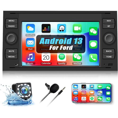 Android 13.0 Car Radio For Ford C-Max/Galaxy/Connect/Kuga/Fiesta/S-Max/Focus/Transit/Fusion/Mondeo,7 Inch Hd Touch Screen,Built-In Gps/Wifi/Bluetooth/Fm/2 Usb Mirrorlink+Rear Camera