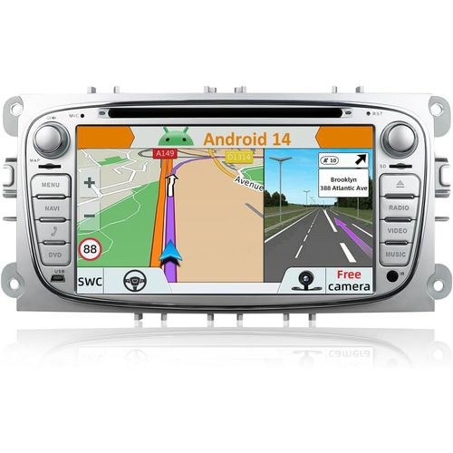 Android 14 Car Radio for Ford Mondeo/S-Max/C-Max/Focus/Galaxy: [Built-in CarPlay/Android Auto/GPS] -IPS 2.5D Touch Screen-Dab/Bluetooth 5.0/MirrorLink/Steering Wheel Control/USB/4G