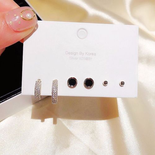 Anenjery 925 Argent Sterling 6 Pices Boucles D'oreilles Ensembles Perle Mosaque Zircon Avion toile Lune Univers Cerceau Boucles D'oreilles Ensembles Pour Les Femmes