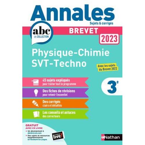 Annales Abc Du Brevet 2023 - Physique-Chimie - Svt - Technologie 3e - Sujets Et Corrigs + Fiches De Rvisions - Epub  