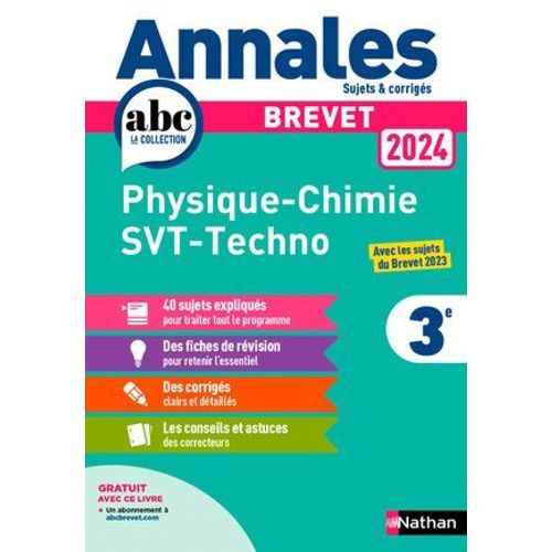 Annales Brevet Physique Chimie - Svt - Techno 2024 - Corrig  
