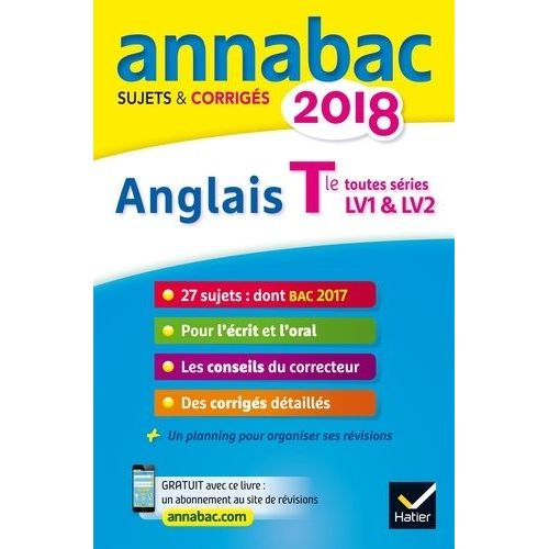 Anglais Tle Toutes Sries Lv1 Et Lv2 - Sujets Et Corrigs    Format Grand Format 