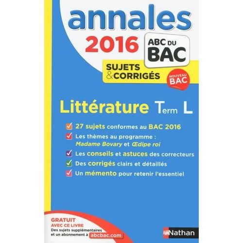 Littrature Tle L - Annales, Sujets & Corrigs   de Kutukdjian Garance  Format Broch 