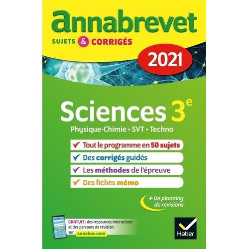 Sciences 3e - Physique-Chimie, Svt, Technologie - Sujets Et Corrigs    Format Beau livre 