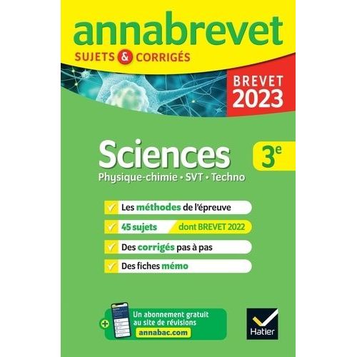 Sciences 3e - Physique-Chimie, Svt, Techno - Sujets & Corrigs    Format Beau livre 