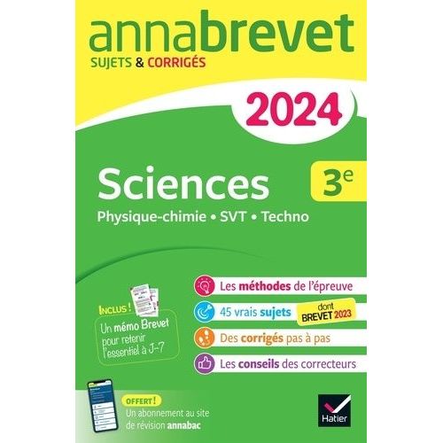 Sciences 3e - Physique-Chimie, Svt, Techno - Sujets & Corrigs    Format Grand Format 