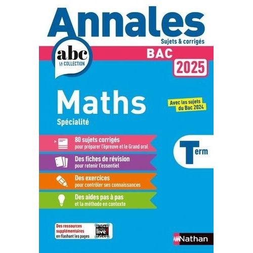 Annales Maths Bac Tle - Avec Les Sujets Du Bac 2024    Format Grand Format 