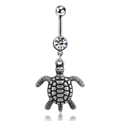 Anneau De Nombril En Alliage Retro En Forme De Tortue, Clou De Nombril Electroplaque, Bijoux De Piercing Corporel