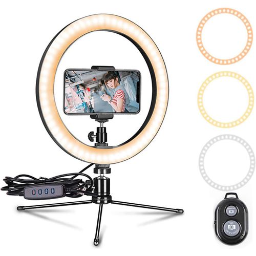 Anneau Lumineux Led Avec Trpied Et Support De Tlphone,Anneau Lumineux  Selfie De 25,4 Cm,3 Modes D'clairage Pour Maquillage,Diffusion En Direct,Photographie Vido Pour Tlphone,Tiktok,