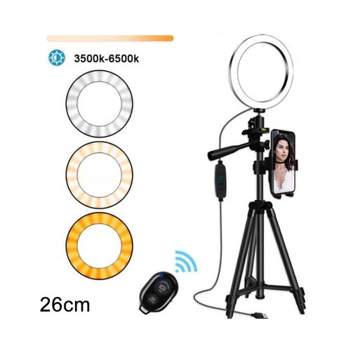 Anneau Lumineux Led Avec Trpied Et Tlcommande Bluetooth Pour Maquillage, Diffusion En Direct, Selfies Et Photographie - 16 Cm, 26 Cm