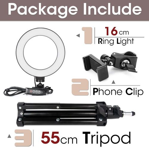 Anneau lumineux LED avec trpied pour selfie,support de tlphone,lampe photo,clairage annulaire pour diffusion vido en direct - Type 16cm and 55cm Tripod