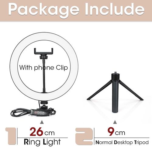 Anneau lumineux LED avec trpied pour selfie,support de tlphone,lampe photo,clairage annulaire pour diffusion vido en direct - Type 26cm and 9cm Tripod