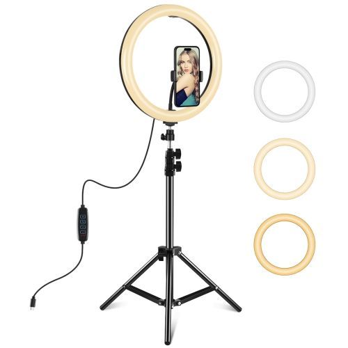 Anneau lumineux LED PULUZ 30 cm  intensit variable, interface Type-C, trpied PU419, kit de diffusion en direct, pince pour tlphone (couleur : noir)  4,7 pouces