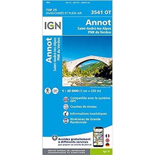 Annot Saint-Andr-Les-Alpes Parc National R Du Verdon 1:25 000    Format Carte Plan 