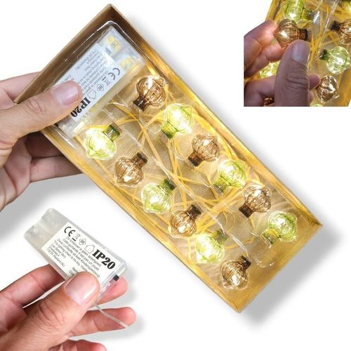 Antevia - De Nol 120cm Lumire C 12 Boules | Boules Led En Verre | Sapin Table Dcoration |Plus De 10 Modles |Couleur Vert Et Marron (Guirlande L2)[H392]