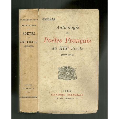 Anthologie Des Potes Franais Du 19me Siecle   de pellissier  Format Broch 
